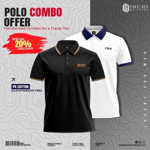 Premium Polo Shirt 2pcs  (Black, White)Combo Offer